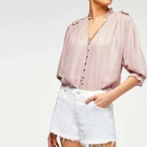 BROKEN TWILL CUT OFF SHORT IN CLEAN WHITE